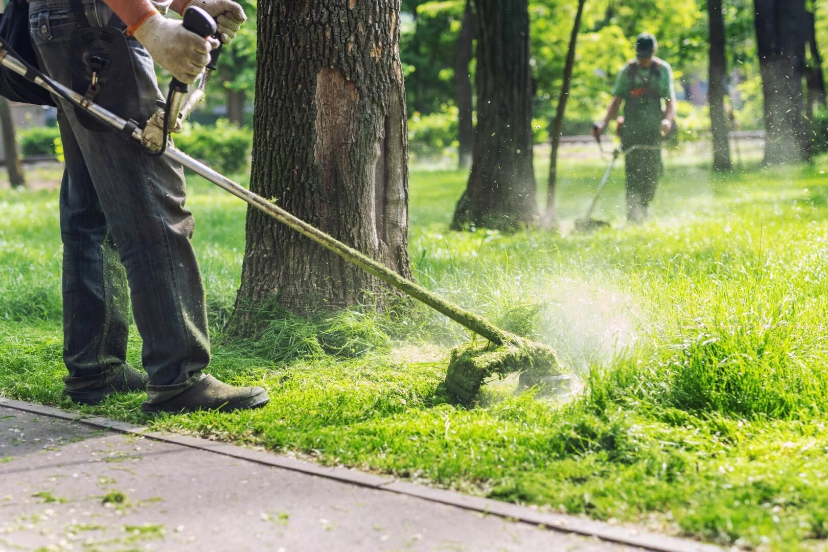 Weed eating a customers home in Maple Valley WA